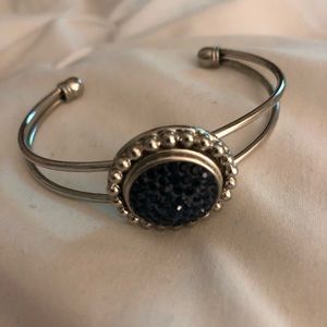 Silver and navy bangle